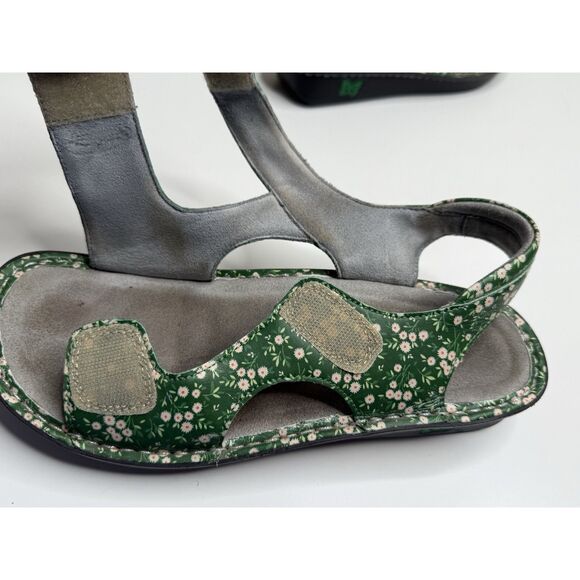 Alegria Beckie Sandals Size 38 8 8.5 Green Acres Floral Leather Platform Shoe - Picture 9 of 11